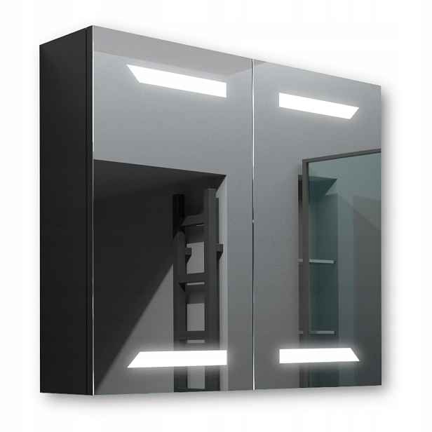 Dřevěná skříňka 80x70 Led zrcadlo Loki Černá