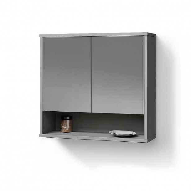 Livinity® KOUPELNOVÁ ZRCADLOVÁ SKŘÍŇKA ATERNO Šedá 70 x 65 cm se 2 dvířky