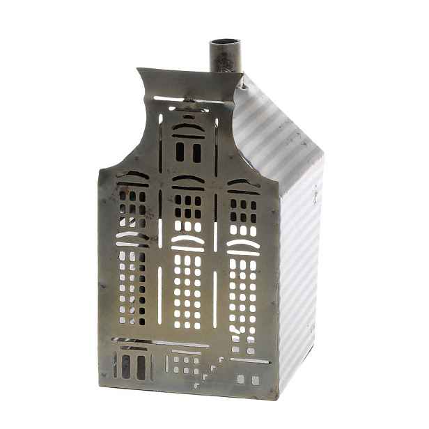Mosazný antik kovový domek na svíčku Canie - 6*6*13 cm Chic Antique