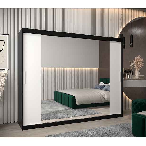 Šatní skříň Abi T2 Barva korpusu: Černá, Rozměry: 250 cm, Dveře: Bílá