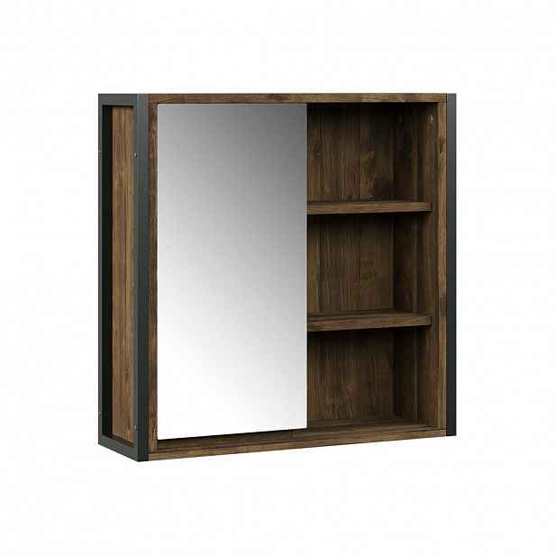 Vicco KOUPELNOVÁ ZRCADLOVÁ SKŘÍŇKA Naola Dub/černá 62.2 x 62.5 cm s 1 zrcadlovými dveřmi