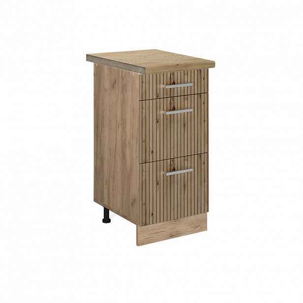 Vicco SPODNÍ SKŘÍŇKA KUCHYŇSKÉ LINKY R-Line Řemeslný dub 40 cm se zásuvkami, PD Dub