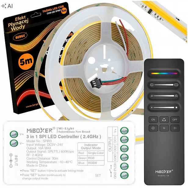 Miboxer Led Páska Digitální Tekoucí Voda 5M Cob 65W 24V Hotová sada