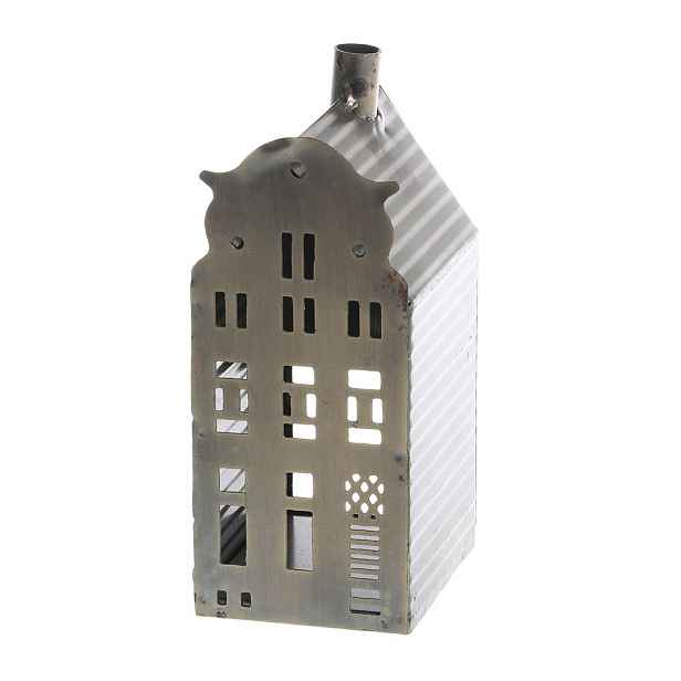 Mosazný antik kovový domek na svíčku Canie - 7*7*10 cm Chic Antique