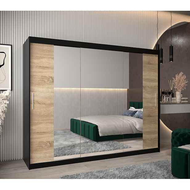 Šatní skříň Abi T2 Barva korpusu: Černá, Rozměry: 250 cm, Dveře: Dub sonoma