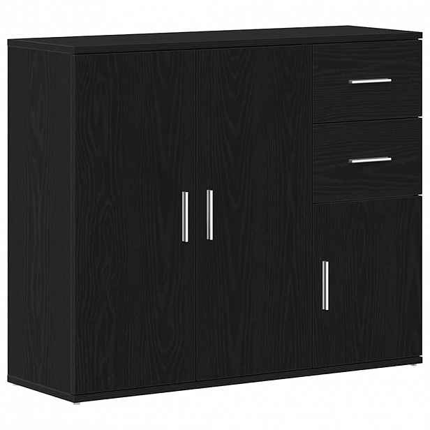 vidaXL Příborník černý dub 91 x 29,5 x 75 cm, konstrukční dřevo
