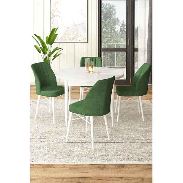 Dining Table & Chairs Set (5 Pieces) Rox - White, Khaki