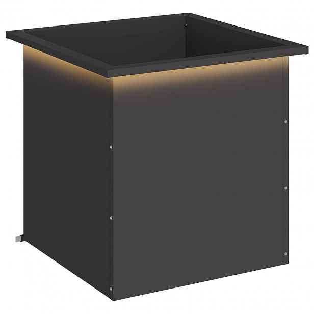 vidaXL Zahradní truhlík s LED osvětlením Černá 50 × 50 × 48 cm Ocel