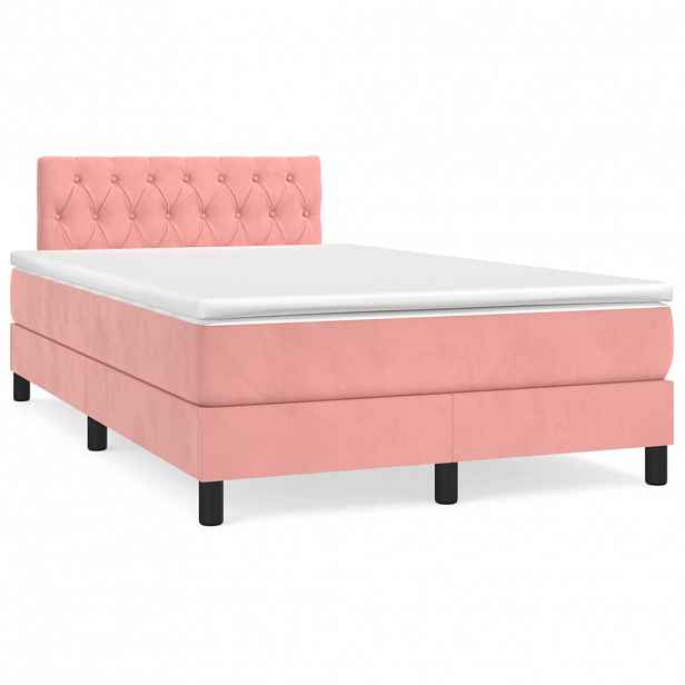 vidaXL Box spring postel s matrací růžová 120 x 200 cm samet