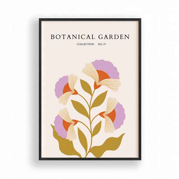 Obraz Květiny Botanická zahrada Plakát Rámeček Dřevěný Černý 30x42 cm