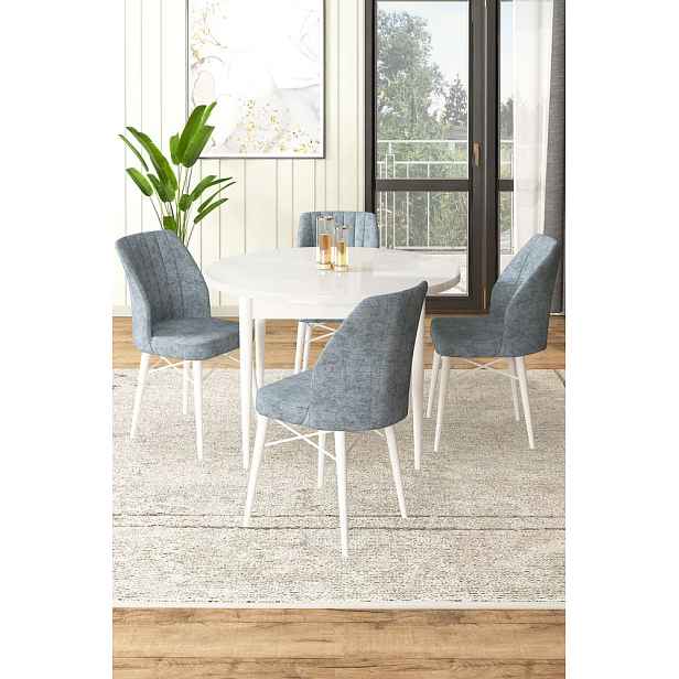 Dining Table & Chairs Set (5 Pieces) Rox - White, Grey