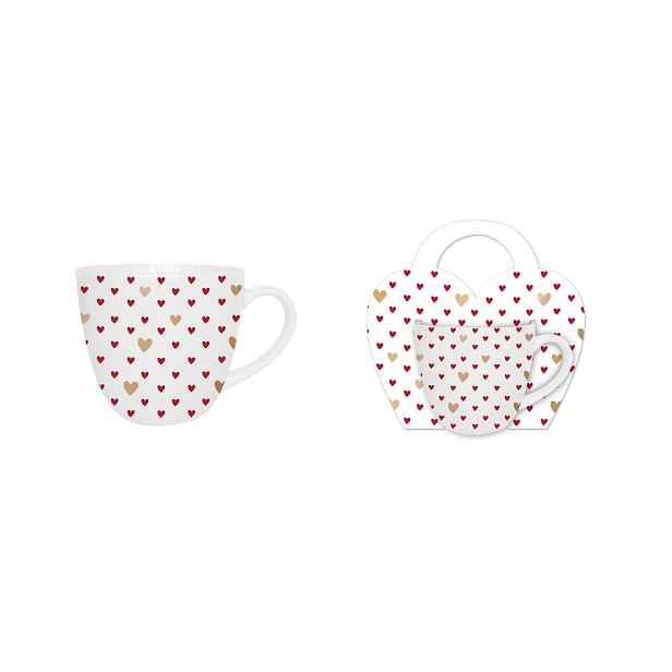 DUO - Hrnek 460ml HEARTS 3 malá srdíčka v košíku