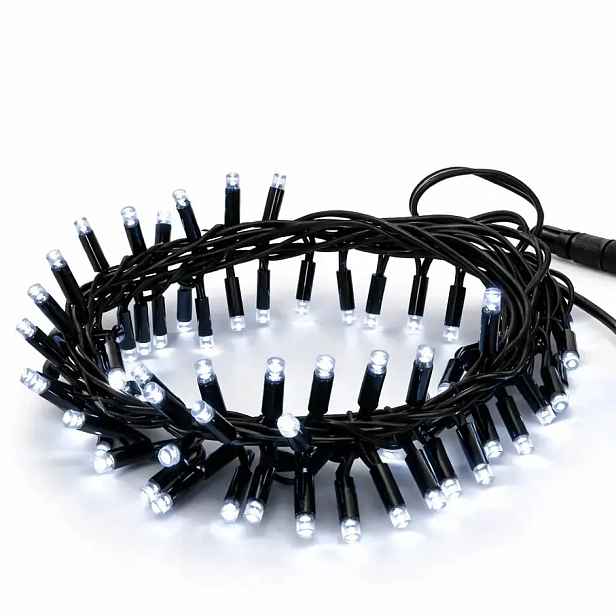 Easy Fix LED padající sníh pramen 70 cm, ledově bílá 70 diod, černý kabel IP44, prodlužovací