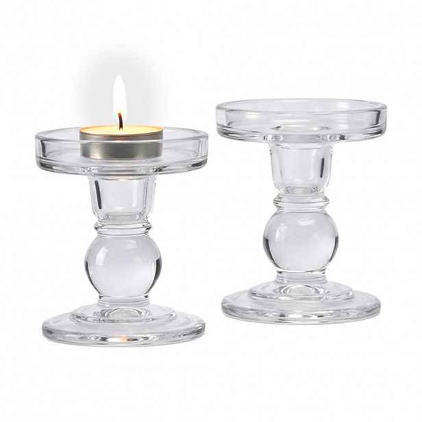 Relaxdays SVÍCEN 2er-Set Transparentní sklo 8,5 cm