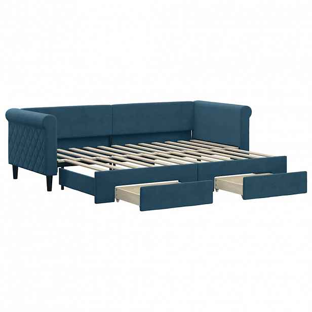 vidaXL Válenda s přistýlkou a zásuvkami modrá 80 x 200 cm samet