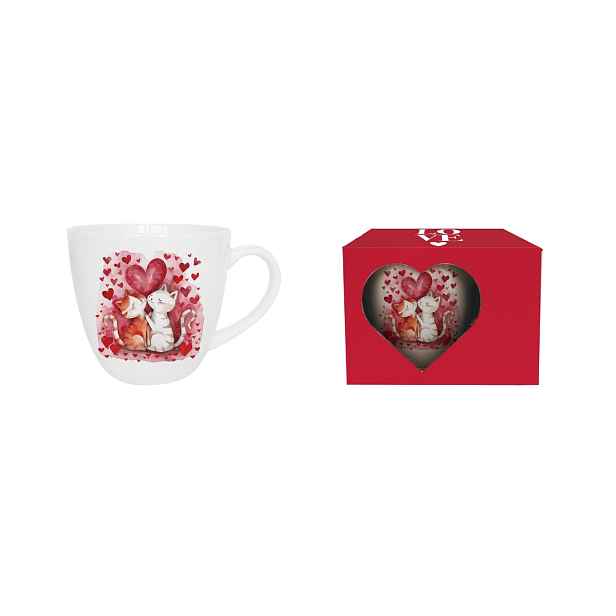 DUO - Hrnek 460ml LOVING CATS srdíčko v dárkové krabičce