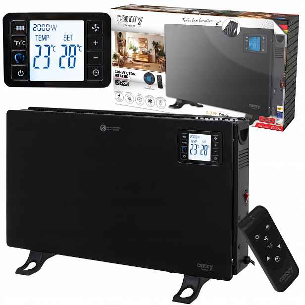 Elektrický Konvektorový Ohřívač, Energeticky Úsporný Termostat 2000 W, LCD Dálkové Ovládání