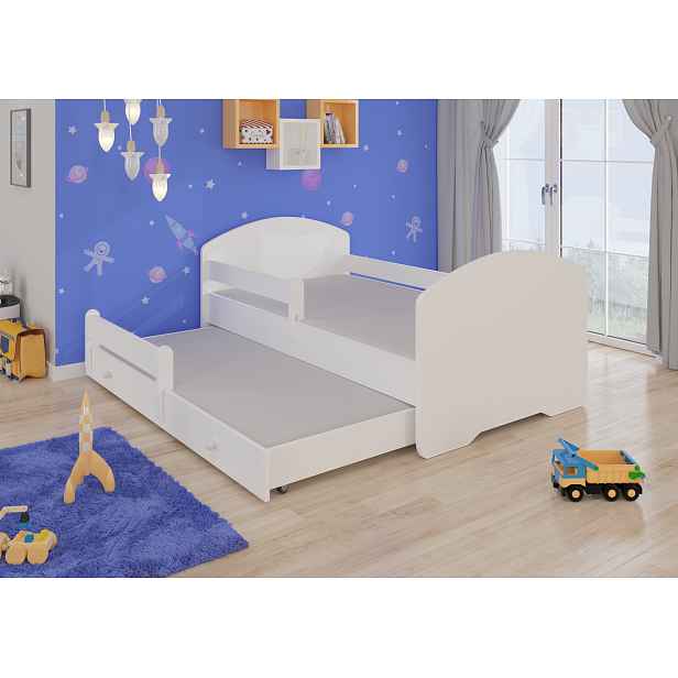 Rozkládací dětská postel se zábranou 160x80 cm BAKRIA - bílá