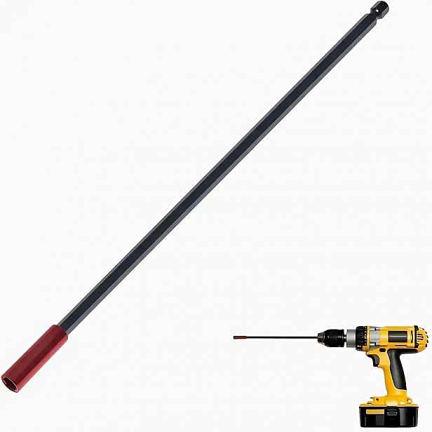 TEMU Magnetický držák vrtáků 1/2, délka 300 mm, 1/4palcový šestihranný náhon, červeno-černá kovová podpora vrtáků, zajišťuje bezpečné vrtání,