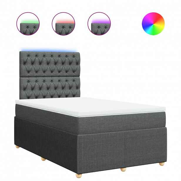 vidaXL Box spring postel s matrací tmavě šedá 120x200 cm textil