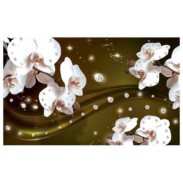 Fototapeta Bílé orchideje a Phalaenopsis v diamantovém lesku 368x254 lepidlo