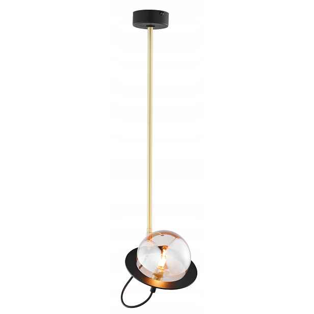 Jupiter Závěsná lampa Planet: Černo-zlatá Jantarová koule 1xG9 14W