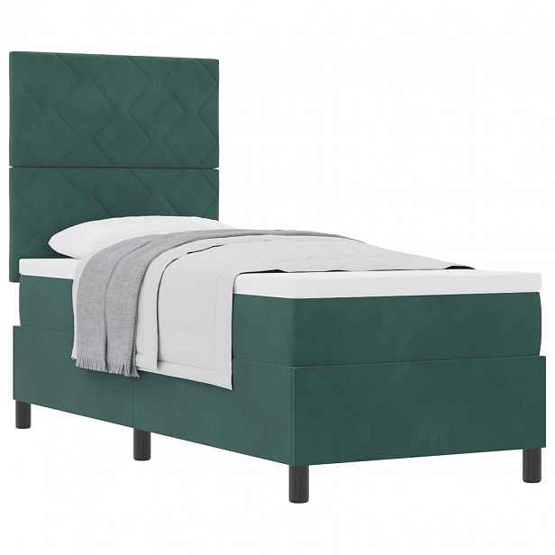 vidaXL Postel s boxspringem s čelo Tmavě zelená 80 x 200 cm samet