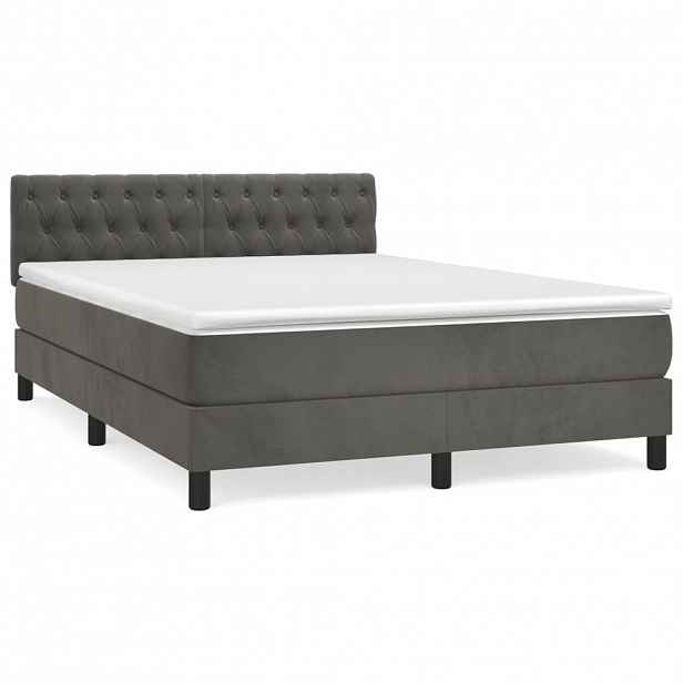 vidaXL Box spring postel s matrací tmavě šedý 140 x 190 cm samet