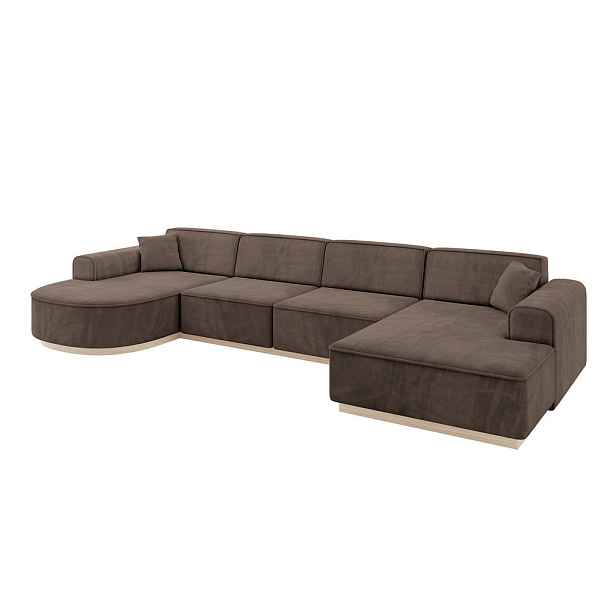 ALTDECOR SEDACÍ SOUPRAVA ve tvaru U ARRIO-U2 388x171x83 Hnědá Velur