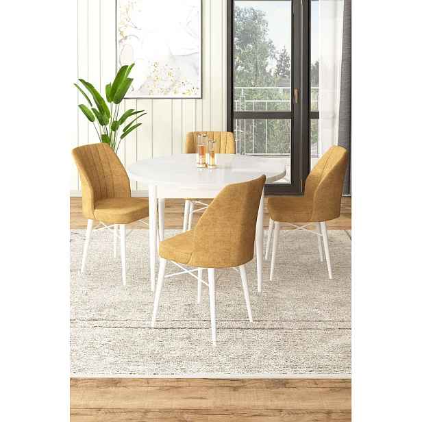 Dining Table & Chairs Set (5 Pieces) Rox - White, Cappuccino