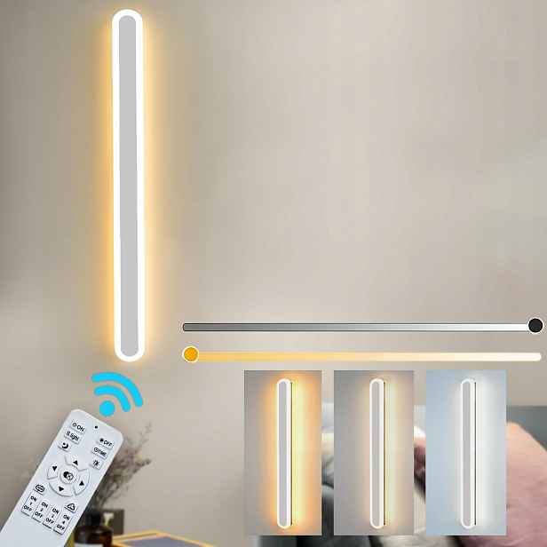 Led nástěnná lampa 100 cm Bílá 22 W Stmívatelná s dálkovým ovládáním