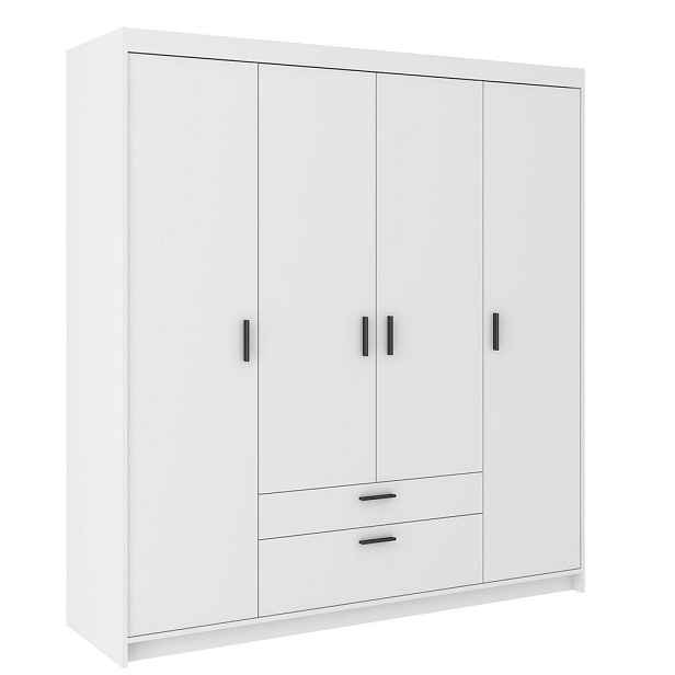 MASSENO ŠATNÍ SKŘÍŇ S OTOČNÝMI DVEŘMI ELENORA, 176,3/190,5/53 cm 4dveřová, bílá