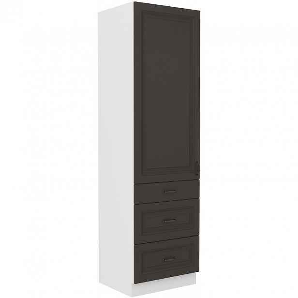 Potravinová skříň se šuplíky SOPHIA - šířka 60 cm, tmavě šedá / bílá