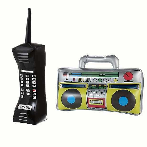 TEMU Sada 2 nafukovacích balónků ve stylu 90. rádia, dekorace na párty, balónek ve tvaru mobilního telefonu, rekvizity na narozeninovou párty s