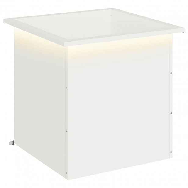 vidaXL Zahradní truhlík s LED osvětlením Bílá 50 × 50 × 48 cm Ocel
