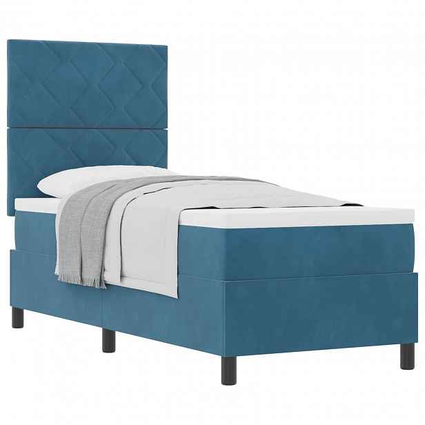 vidaXL Postel s boxspringem s čelo Tmavě modrá 80 x 200 cm samet
