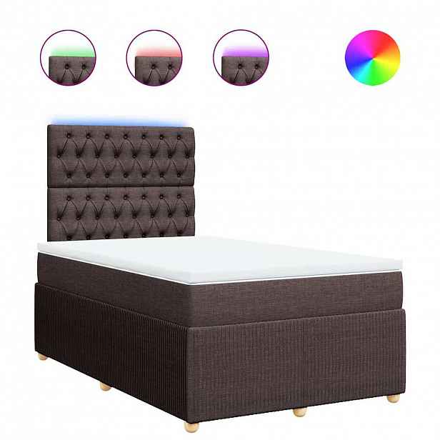vidaXL Box spring postel s matrací tmavě hnědá 120x200 cm textil