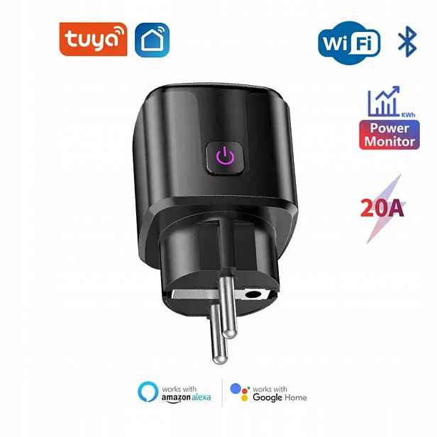 Inteligentní zásuvka-zásuvka, WiFi 20A, černá