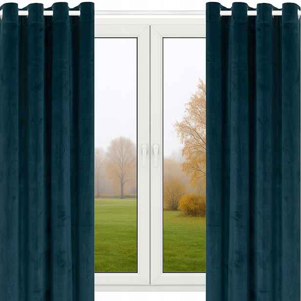 Velurové Záclony Na Průchodkách 140x250 Tyrkysové 2 Ks Silný Velur