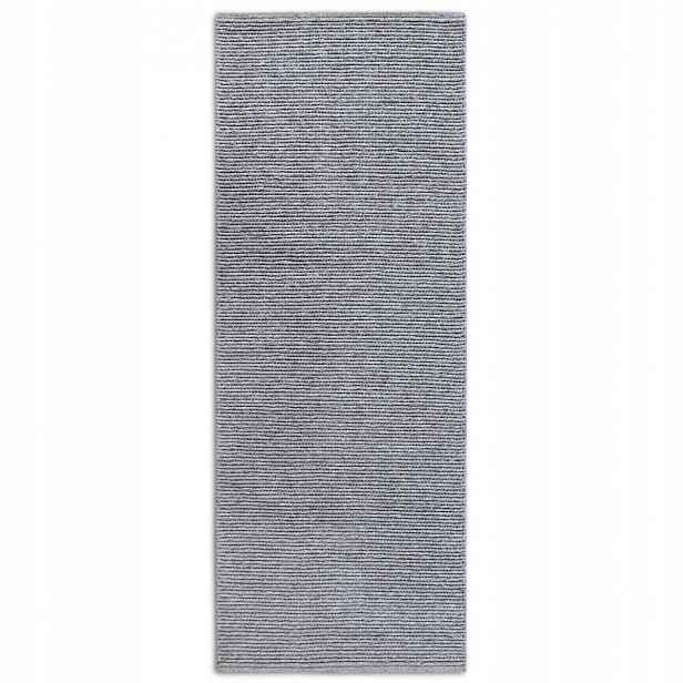 Běhoun vlněný smyčkový 80x200 cm, ručně tkaný, šedý, jednobarevný
