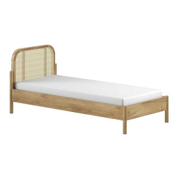 Jednolůžková postel z dubového dřeva s roštem 90x200 cm v přírodní barvě Olive Rotan – Vipack