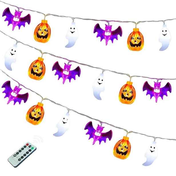 Led Řetěz Halloween 3 M 20 Diod Dýně Duchové Netopýři Voděodolný