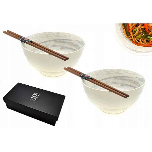 Sada 2 misek s paličkami Udon Kemuri Uzu 800 ml Box