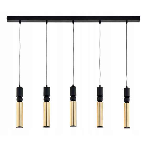 Závěsná lampa Alas Černá Zlatá 5xGU10 Stropní Svítidlo do obývacího pokoje Domov