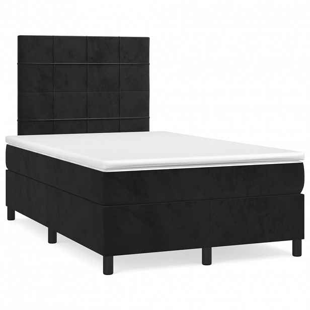 vidaXL Box spring postel s matrací černá 120 x 200 cm samet