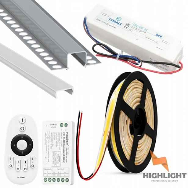 Sada Led pásek Fasáda Cob 8W 24V IP65 Stmívač Profil 10 m