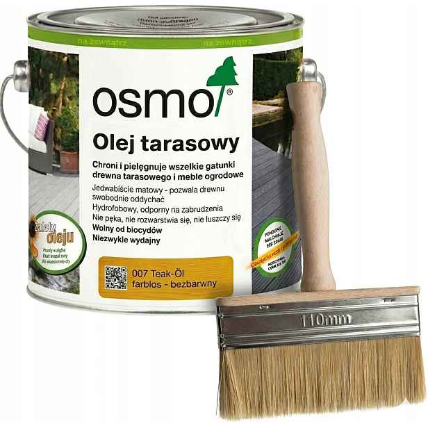 Terasový olej Osmo 007 na dřevo Bezbarvý 2,5 l štětec 110 mm