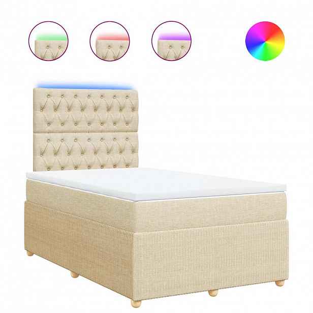 vidaXL Box spring postel s matrací krémová 120x200 cm textil