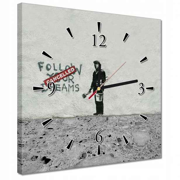 Hodiny 30x30 Banksy Follow Your Dreams