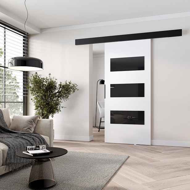 Interiérové dveře na stěnu BARRET 15 - 106 cm, bílé / černé